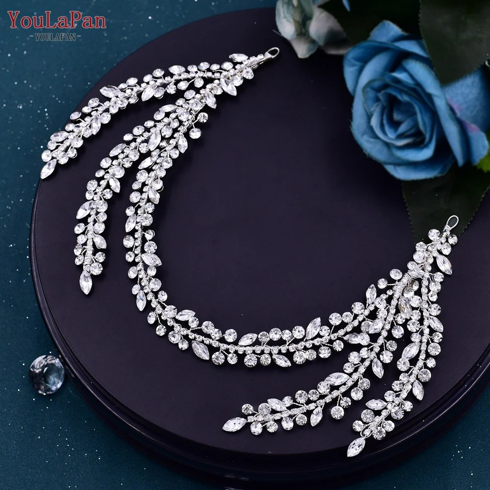 YouLaPan Bling Rhinestone Headband Wedding Bridesmaid Headwear Women Fashion Hair Accessories Handmade Bride Tiara HP438 - KIMLUD