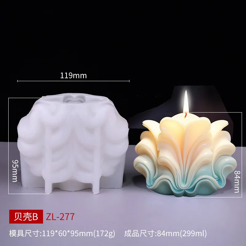 KIMLUD, New 3D Shell shaped candle silicone mold wave striped shell cake chocolate silicone mold soap mold water wave shell candle molds, only mold NO ZL-277, KIMLUD APPAREL - Womens Clothes