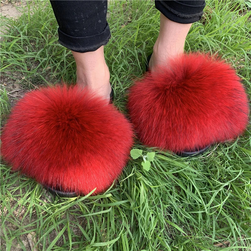 KIMLUD, New Arrival Girl Luxury Fluffy Fur Slippers Ladies Indoor Warm Furry Fur Flip Flops Women Amazing Plush Fur Slides Wholesale Hot, HS-024 / 45, KIMLUD APPAREL - Womens Clothes