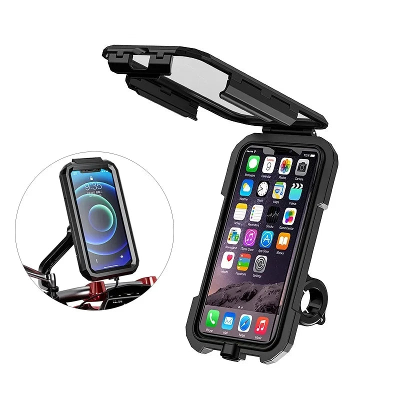 Waterproof Phone Case Bike Motorcycle Handlebar Rear View Mirror 3 to 6.8" Cellphone Mount Bag Motorbike Scooter Phone Stand