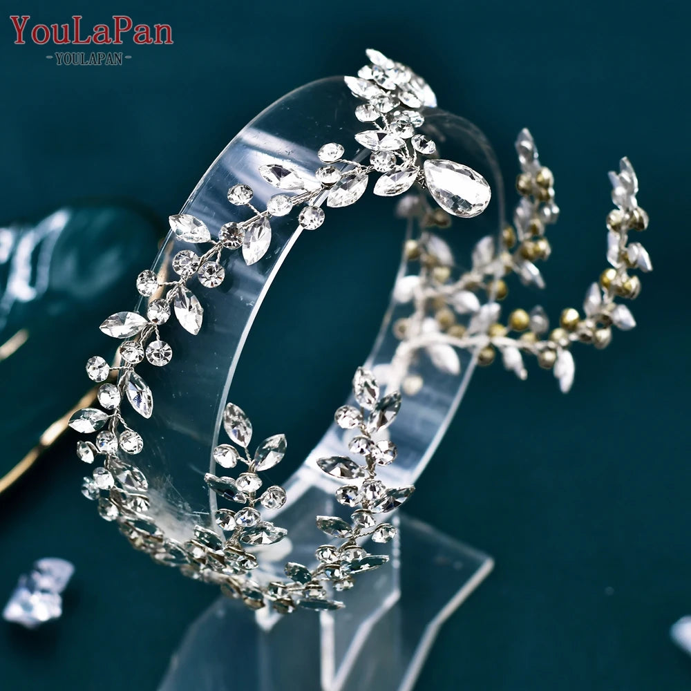 YouLaPan Bride Forehead Headband Sparkling Rhinestone Headpieces For Wedding Women Prom Party Head Jewelry Accessories HP599