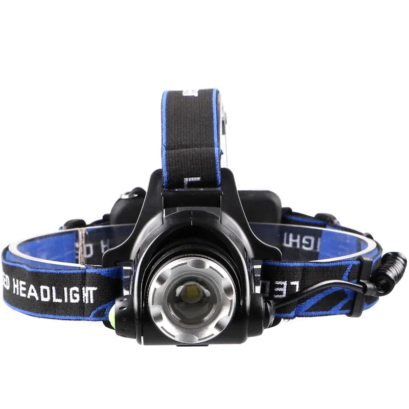 Powerful LED Headlamp Telescopic Zoomable Head Torch Outdoor Waterproof Rechargeable Fishing Camping Portable Headlight