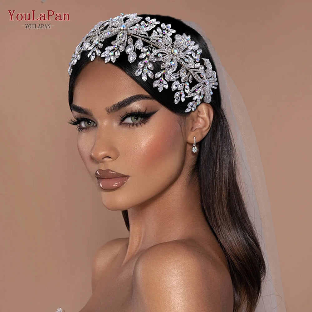 YouLaPan Flower Headband for Bridal Wedding Headpiece Jewelry Hair Accessories Woman Tiara Bride Headdress for Party HP395 - KIMLUD