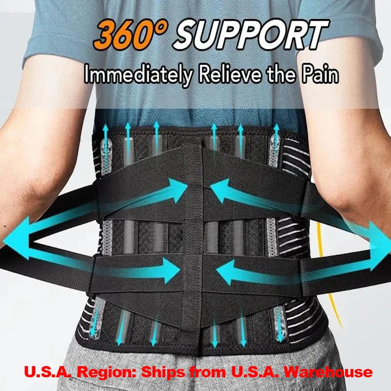 Back Braces Waist Belt Men Women Work Lower Back Pain Relief Breathable Anti-skid Spine Lumbar Support Belt - KIMLUD