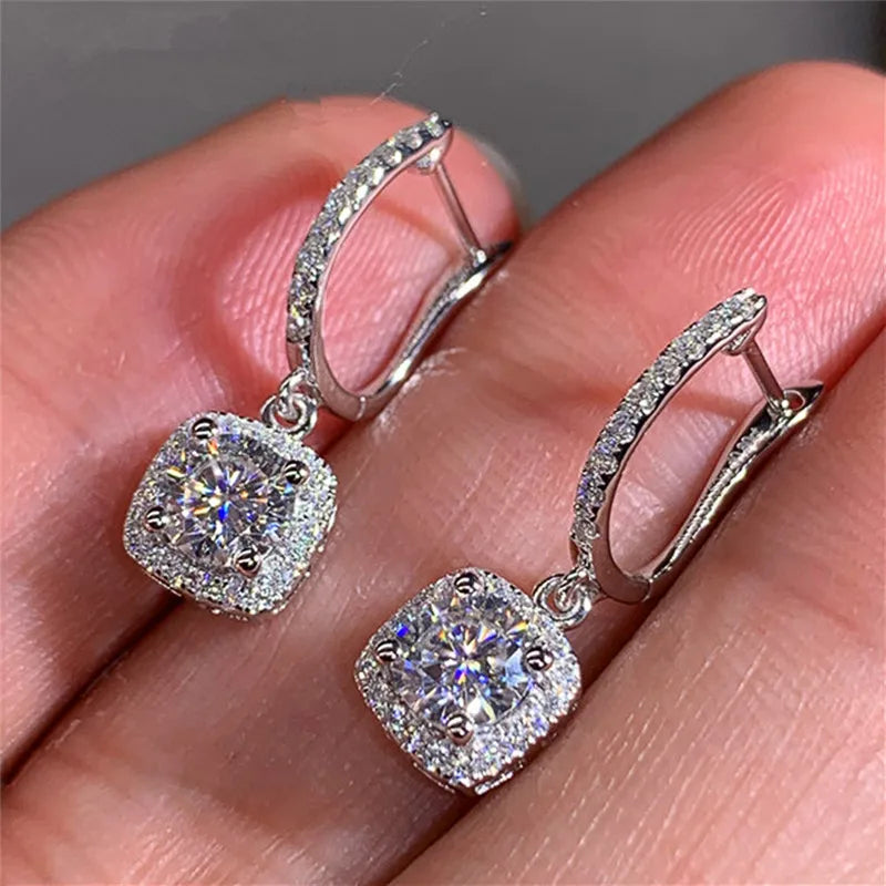 KIMLUD, D Moissanite 3ct Earrings 925 Sterling Silver Original Certified Moissanite 1ct Hoop Drop Dangle Earrings 2ct Huggie for Women, KIMLUD Womens Clothes