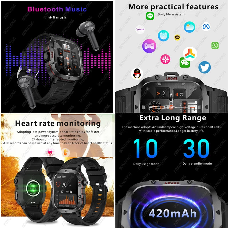 For Xiaomi Rugged Military GPS Smart Watch Men AMOLED HD Screen Heart Rate Bluetooth Call Waterproof Outdoor SmartWatch 2024 New