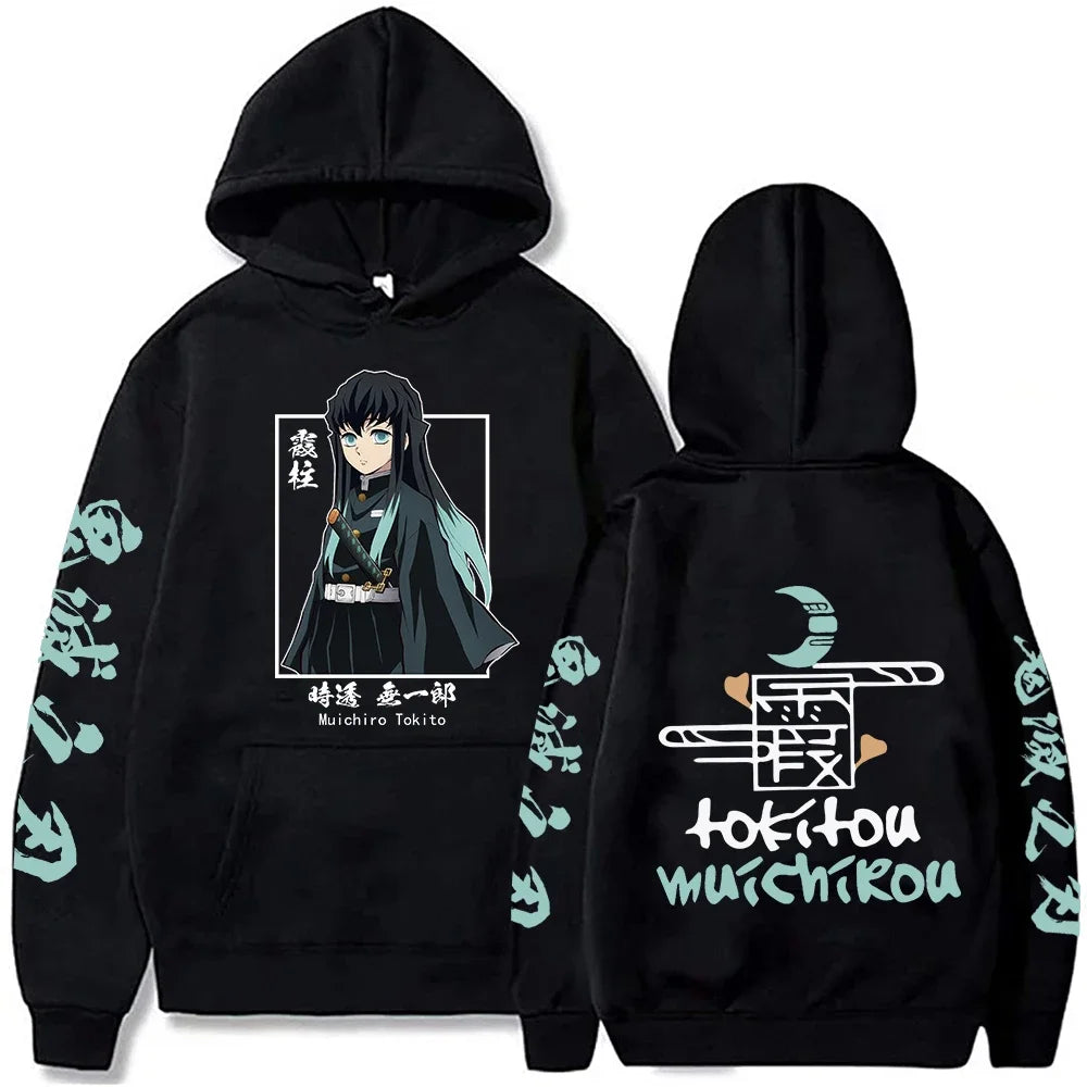 New Funny Japan Anime Demon Slayer Women Hoodies Plus Size Sweatshirt Harajuku Muichiro Tokito Printed Hooded Girl Pullover - KIMLUD