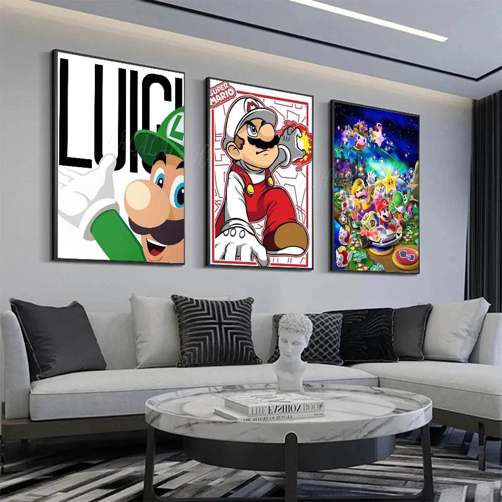 1pc Anime Game Plumber Uncle Mushroom M-Marios Poster Stickers Art Wall Murals Decor Game