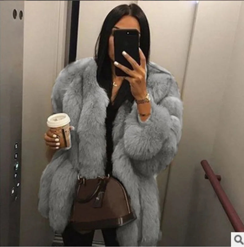 Fall Faux Fur Jackets for Women Long Puff Sleeve Woman Coat Solid Short Warmth Outerwear Clause Ladies Elegant Streetwear