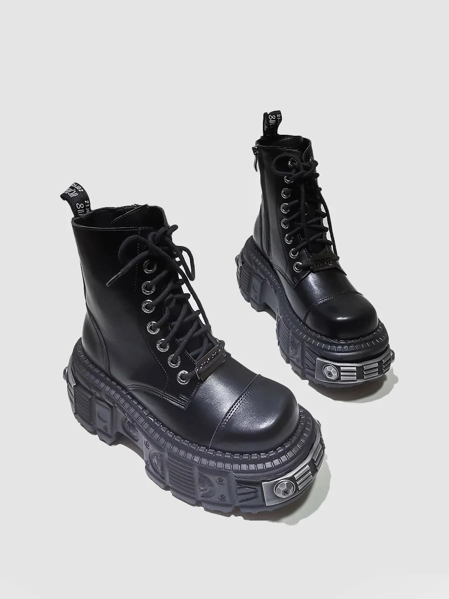 KIMLUD, Punk Platform Female 2023 New Metal Design Sense Small Short Boots Fashion Women, KIMLUD Womens Clothes