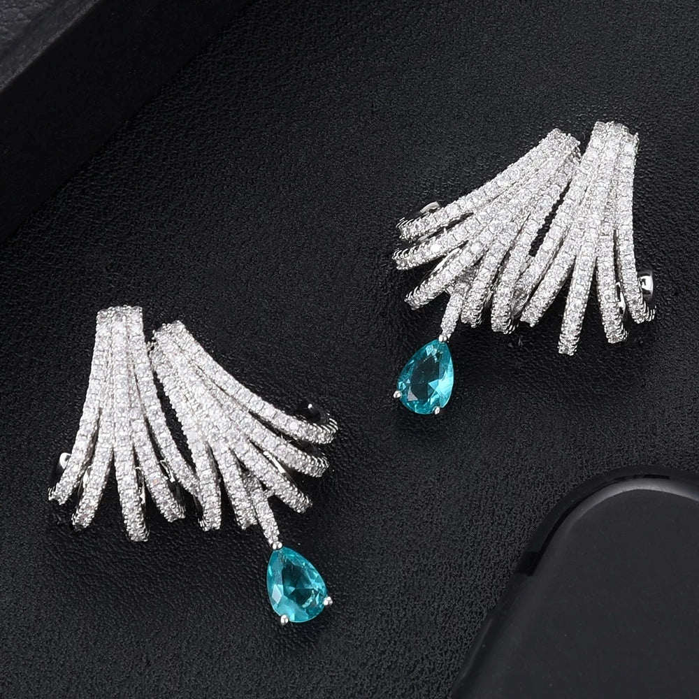 Missvikki Luxury DOUBLE CLAWS STUD Earrings Trendy Cubic Zircon Indian Earrings for women Wedding Engagement JEWELRY GIFT