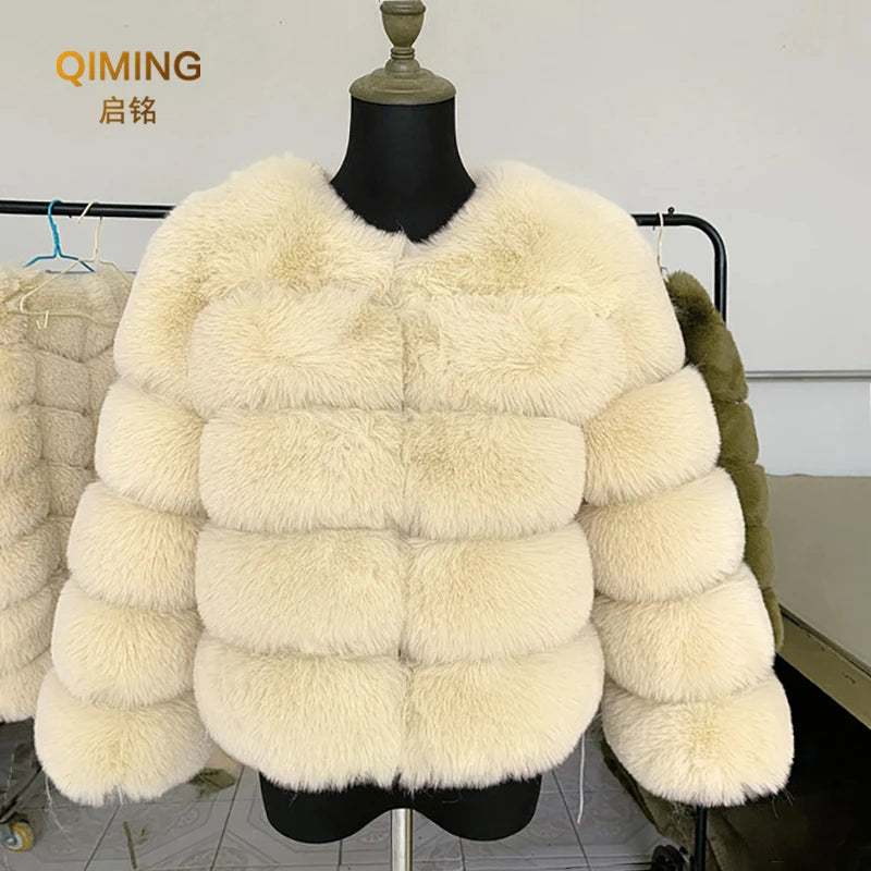 Winter Faux Fur Coat Jacket Luxury Coat Women Imitation Fur Jacket Thick Warm Ladies Fur Jackets Fashion Fuzzy Plush Coats