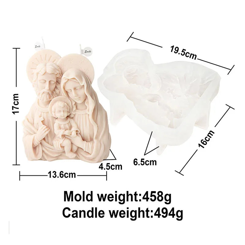 Large Size Virgin Mary Bust Sculpture Candle Silicone Mold DIY Abstract Madonna Statue Gypsum Candle Resin Mould Religious Decor - KIMLUD