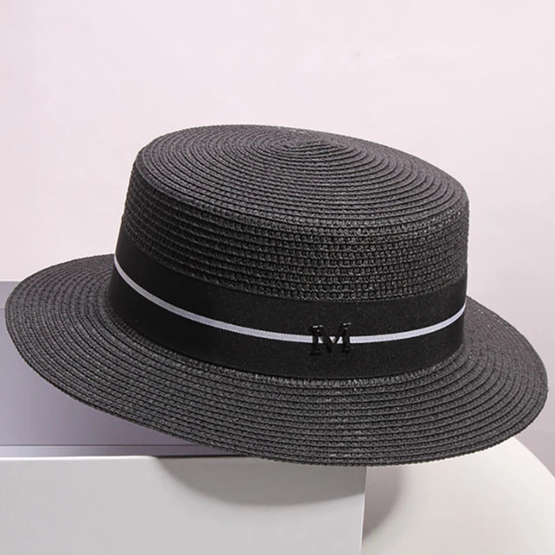 Hat For Women Panama Hat Summer Beach Hat Female Casual Lady Girls Flat Brim Straw Cap Girls Sun Hat Chapeu Feminino - KIMLUD