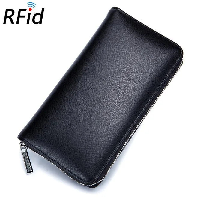 Men wallet genuine leather passport RFID long large capacity organ mobile phone  multi function card holder unisex wallets