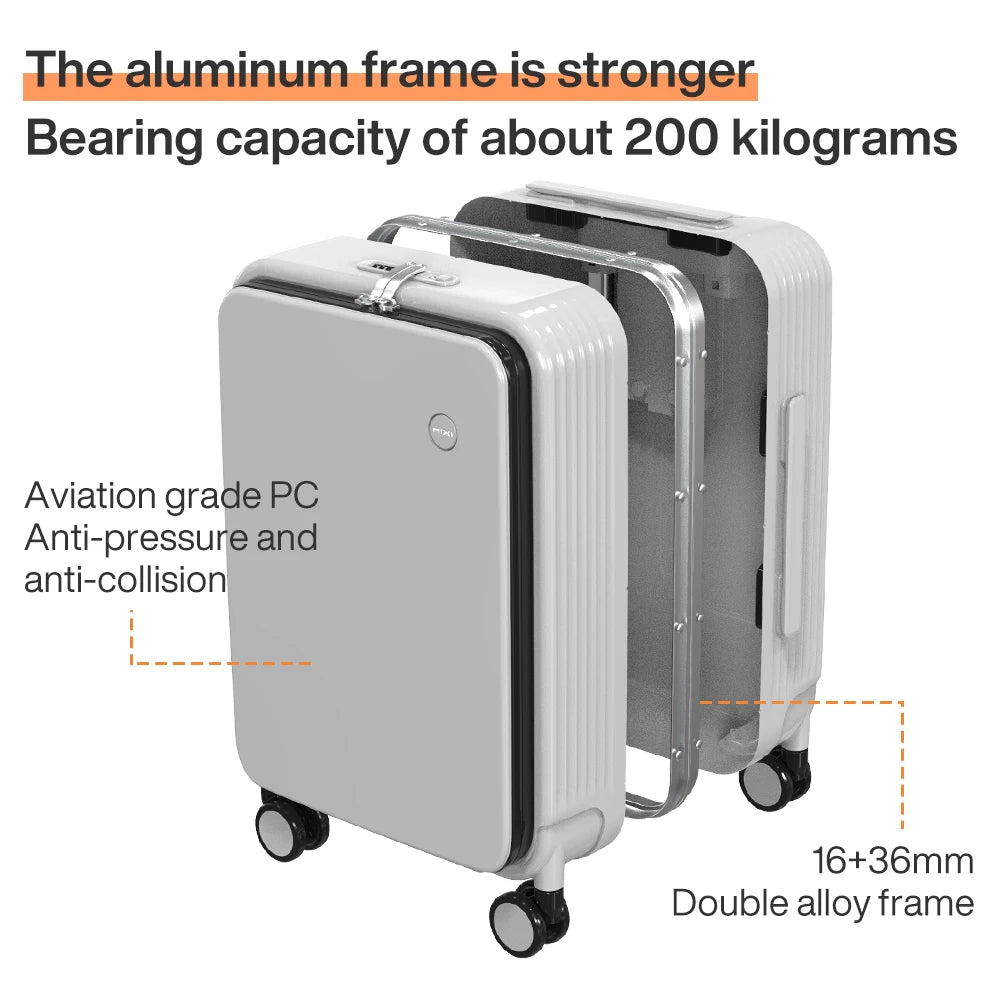 KIMLUD, Mixi New Aluminum Frame Suitcase Carry On Rolling Luggage with USB Port Boarding Cabin Cup and Phone Holder 20 24 Inch, KIMLUD Womens Clothes