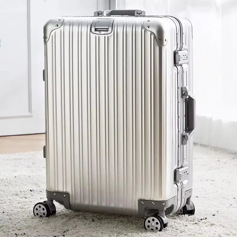 High Quality 100% Aluminum-magnesium alloy material 20/24/26/29 size travel Luggage Spinner brand Travel Suitcase - KIMLUD