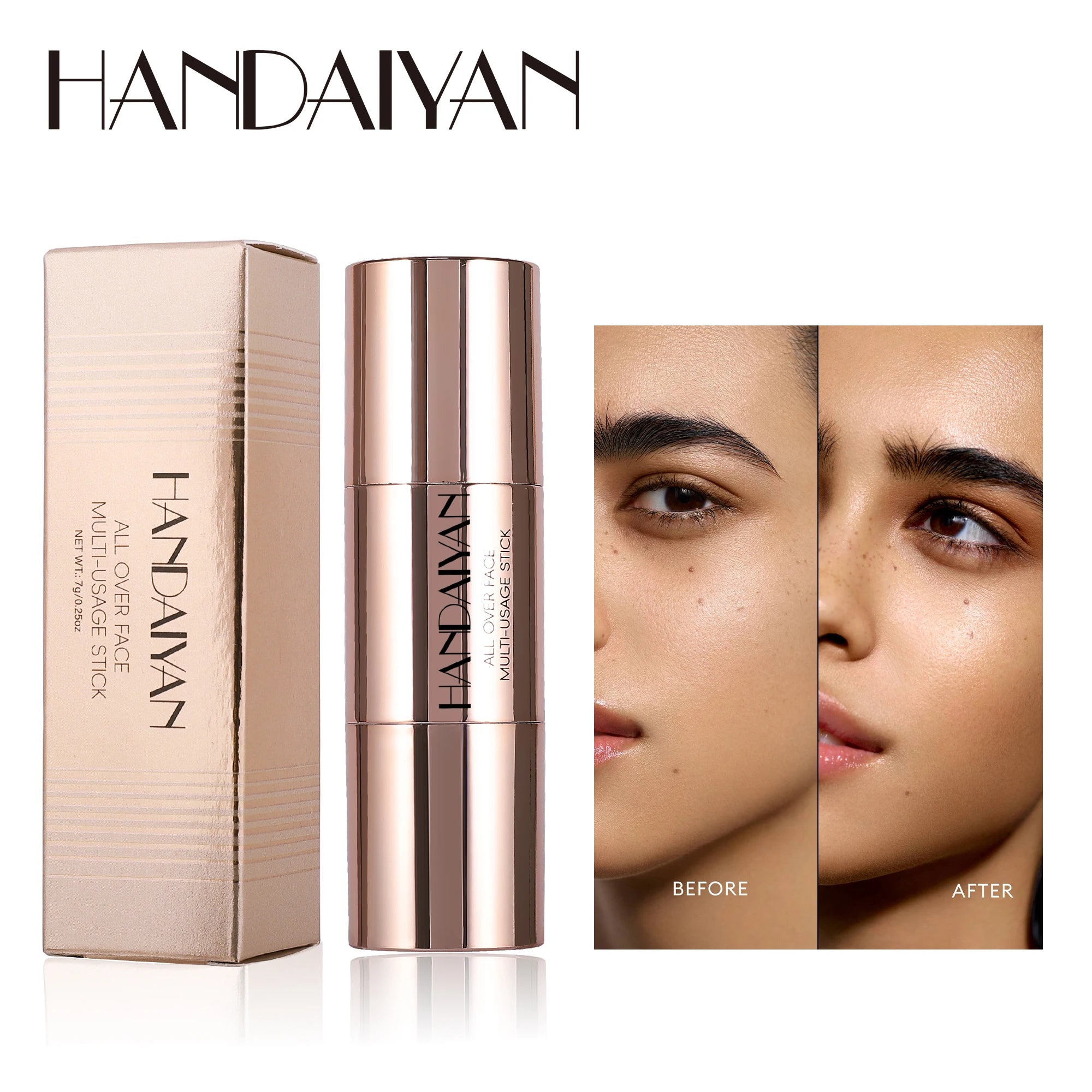 HANDAIYAN dual-ended contour concealer stick with brush lightweight waterproof Long Lasting 8 Colors Choices Women Cosmetics