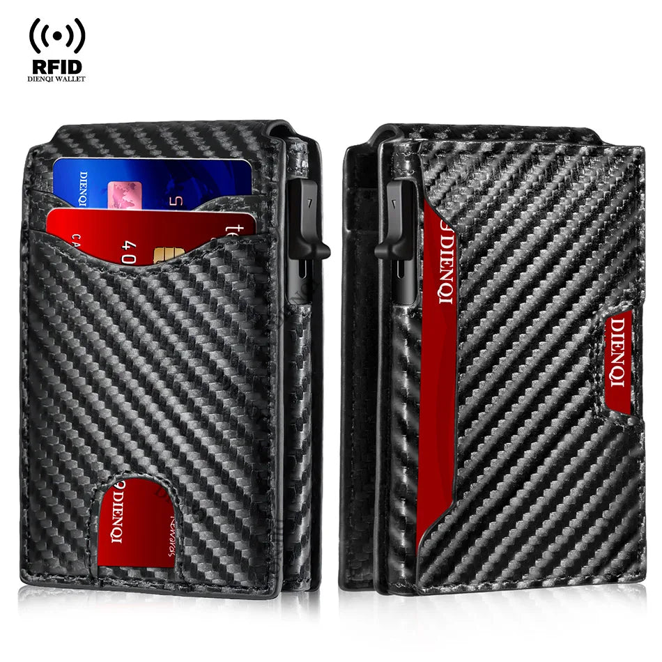 Carbon Fiber Rfid Credit Card Holder Men Wallets Anti Theft Slim Thin Wallet Luxury Cardholder Minimalist Wallet Purse Walet Bag