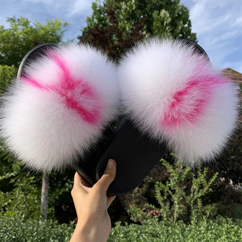 KIMLUD, New Arrival Girl Luxury Fluffy Fur Slippers Ladies Indoor Warm Furry Fur Flip Flops Women Amazing Plush Fur Slides Wholesale Hot, KIMLUD Womens Clothes