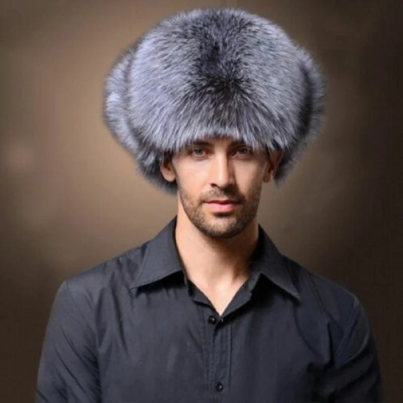 Winter Men Women Warm Soft Bomber Hats Russian Ushanka Hat with Ear Flap Pu Leather Fur Trapper Cap Earflap