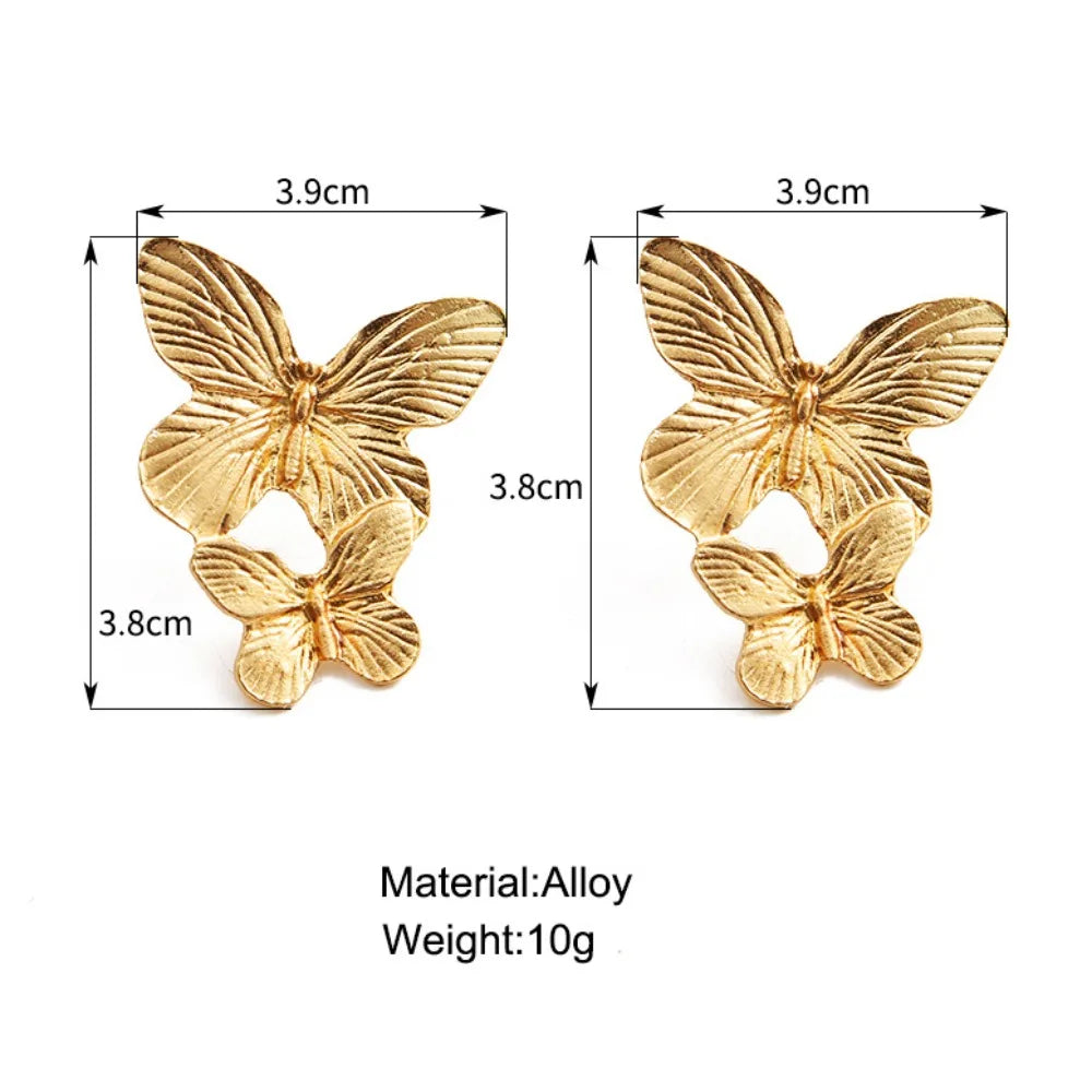 Stylish Vintage Flower Stud Earrings Premium Alloy Irregular Spiral Fan Leaf Earrings For Women Party