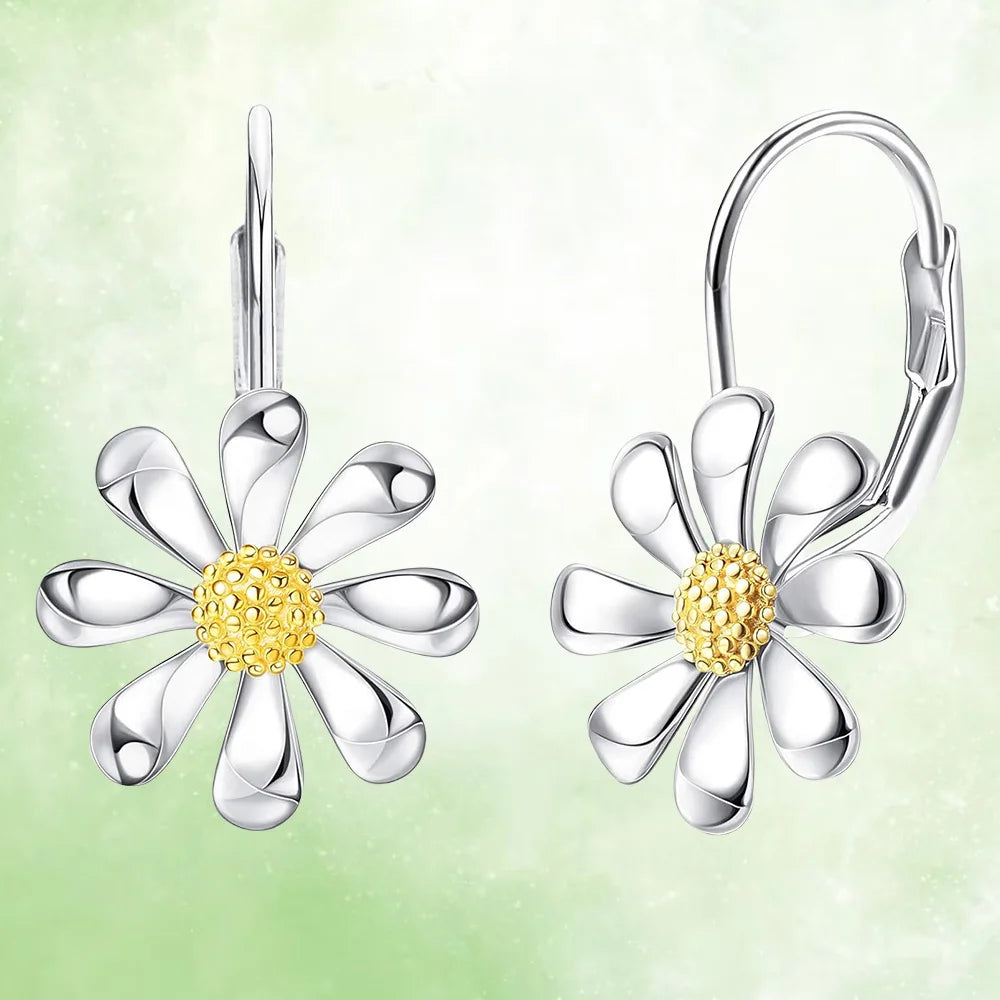 KIMLUD, Elegant Daisy Drop Earrings, Valentine's Day Gift, Party Accessory Anniversary Party, Jewelry, Niche Style Hot List, Bestselling, silver, KIMLUD APPAREL - Womens Clothes