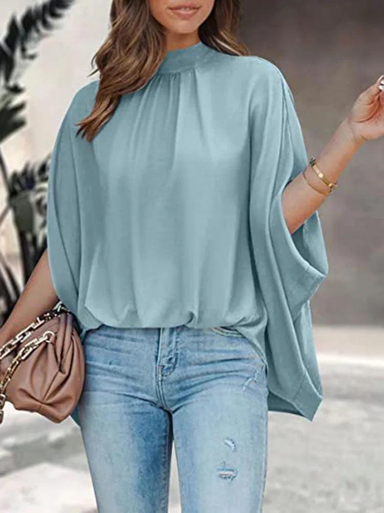 Boho Women's Blouse Elegant Short Sleeve Loose Fashion O-neck White Femme Top Casual Chiffon Blouses For Women 2023 New Summer - KIMLUD