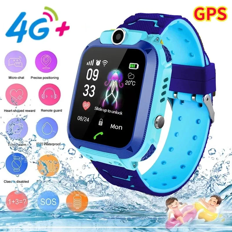 4G SIM Card Anti-lost Kids Smartwatch Boys and Girls Smart Watch Waterproof Positioning GPS Tracker Clock Phone Call for Kids - KIMLUD