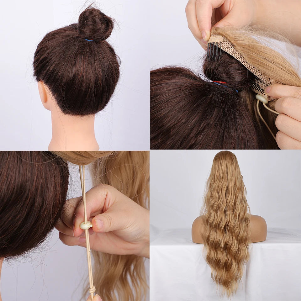 KIMLUD, AISI BEAUTY Synthetic Ponytail Extensions for Women Long Wavy Fluffy Synthetic Ponytail Hairpiece Natural Soft Daily Use, KIMLUD Womens Clothes