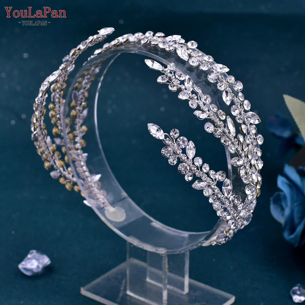 YouLaPan HP496 Rhinestone Bridal Headband Woman Headpiece Wedding Hair Accessories Bride Tiara Pageant Headdresses Wedding Tiara