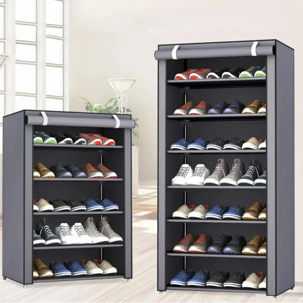 Dustproof Shoe Rack Multilayer Nonwovens Shoes Organizer Household Storage Shelf Living Room Hallway Space-saving Shoe Cabinet