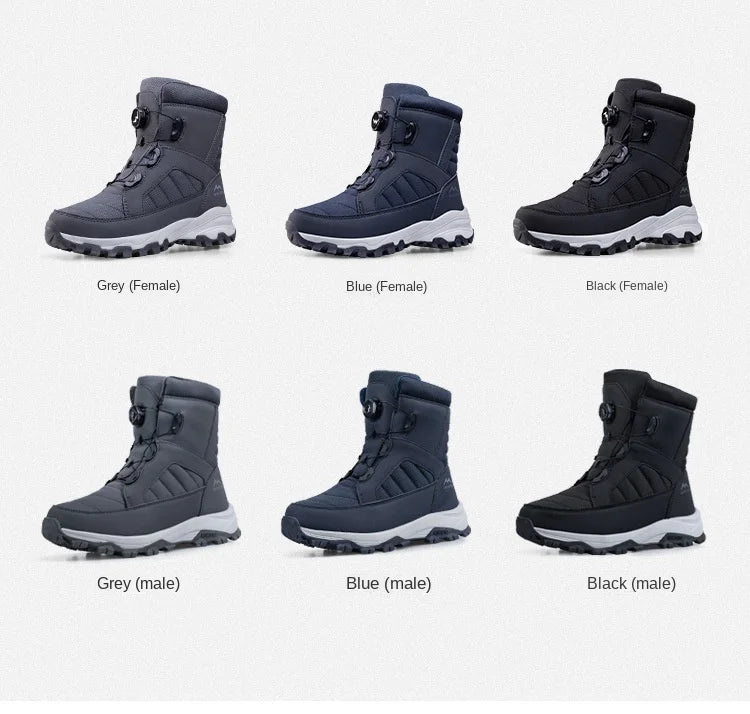 Men's Snow Boots with Thick Fleece Women Ankle Boots Waterproof and Anti Slip Winter Fashion Travel Big Cotton Shoes Size 36-46