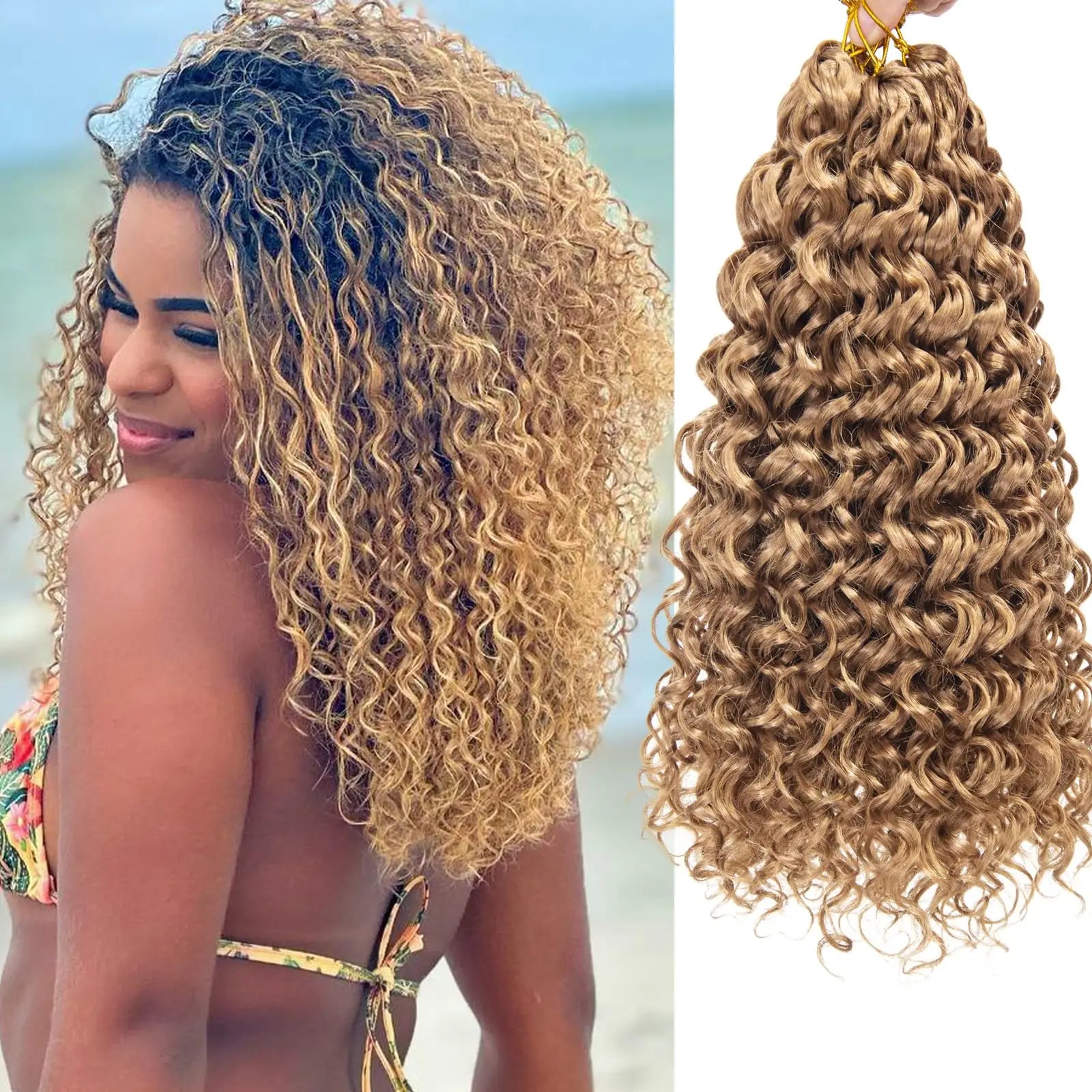 Crochet hair GoGo Curl for Black Women Short Beach Curl Bohemian Crochet Braids Natural Black Deep Wave Braiding hair Extensions