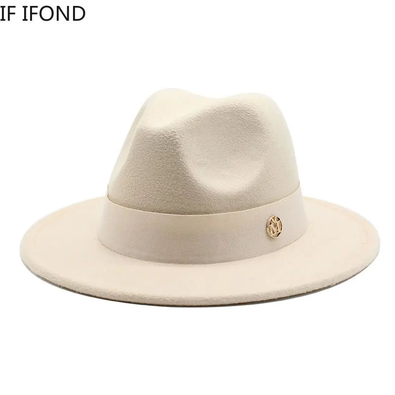 New Fedora Hat For Women Winter Elegant Fashion Formal Wedding Decorate Church Cap Panama Party Jazz Hat chapeau femme - KIMLUD