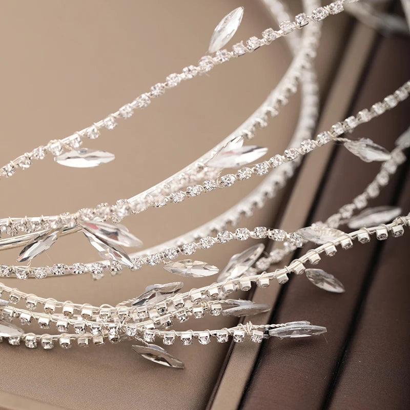 Silver Color Gold Fashion Hair Accessories Crystal Rhinestone Hairbands For Women Bride Tiaras And Crown Headpiece Jewelry