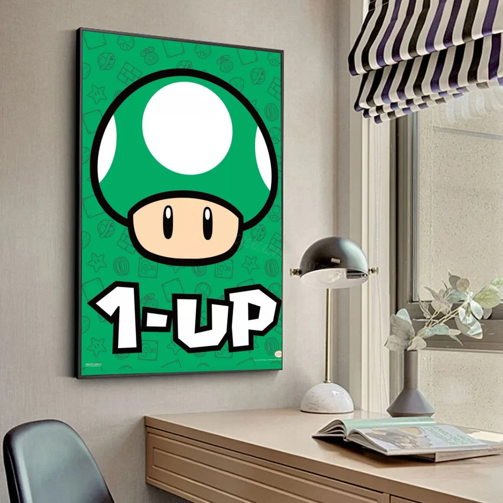 1pc Anime Game Plumber Uncle Mushroom M-Marios Poster Stickers Art Wall Murals Decor Game