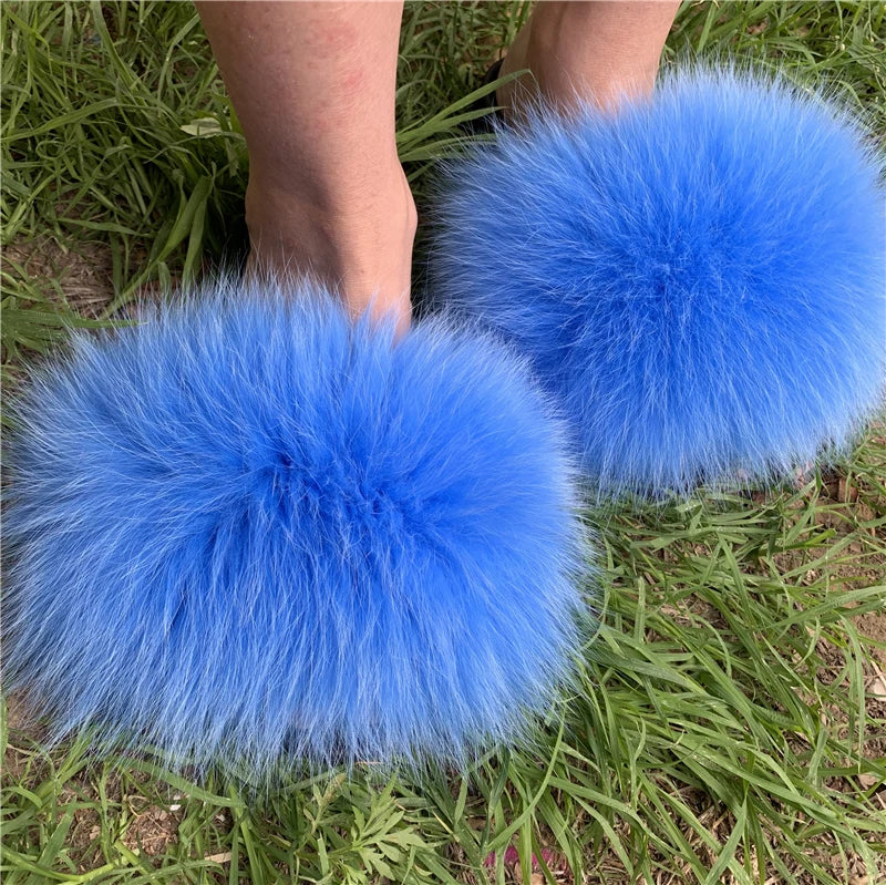 KIMLUD, New Arrival Girl Luxury Fluffy Fur Slippers Ladies Indoor Warm Furry Fur Flip Flops Women Amazing Plush Fur Slides Wholesale Hot, HS-030 / 45, KIMLUD APPAREL - Womens Clothes