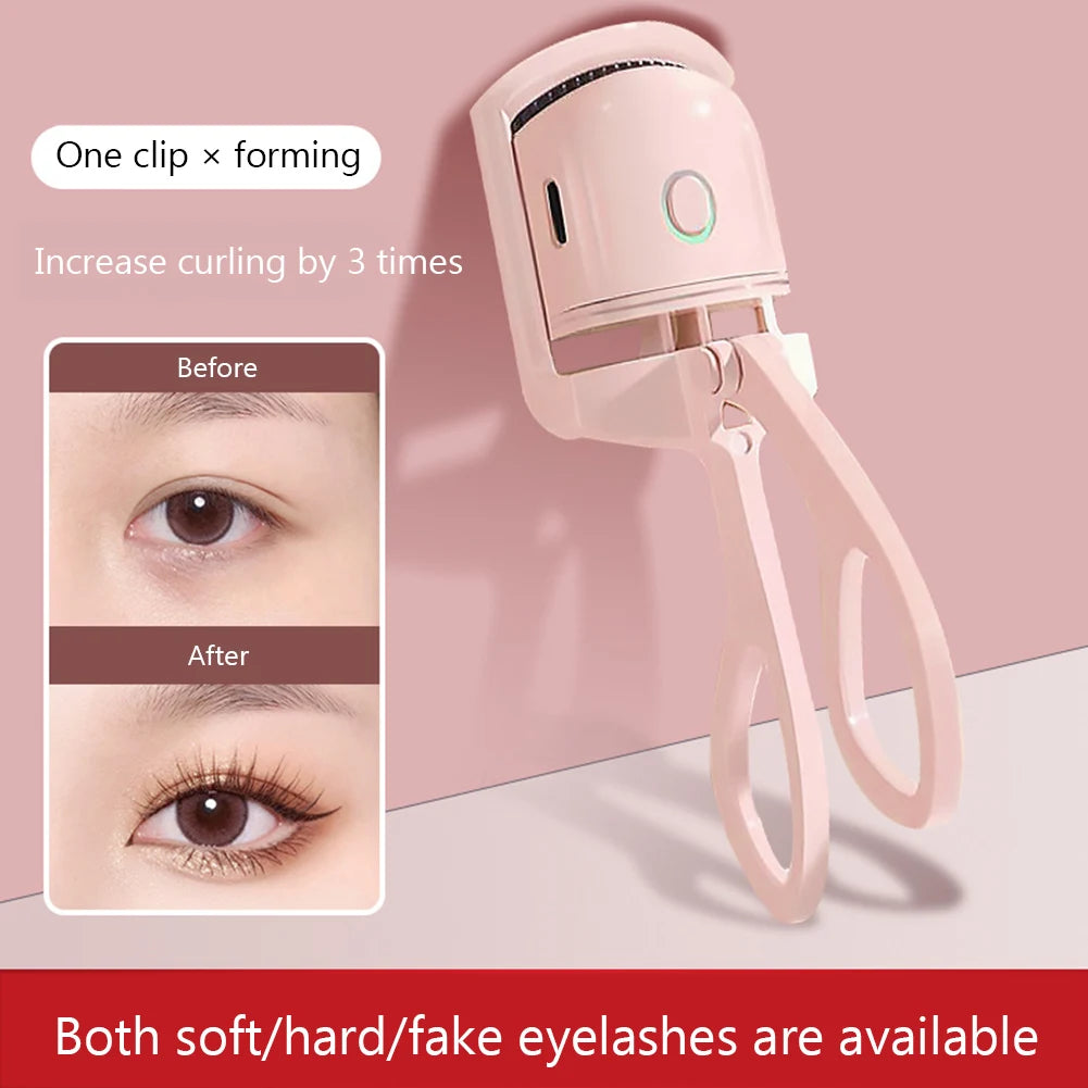 KIMLUD, Eyelash Curler Portable Electric Heated Comb Eye Lash Long Lasting Eyelashes Curls Thermal Eyelash Curler Makeup Tools, Pink / CHINA, KIMLUD APPAREL - Womens Clothes