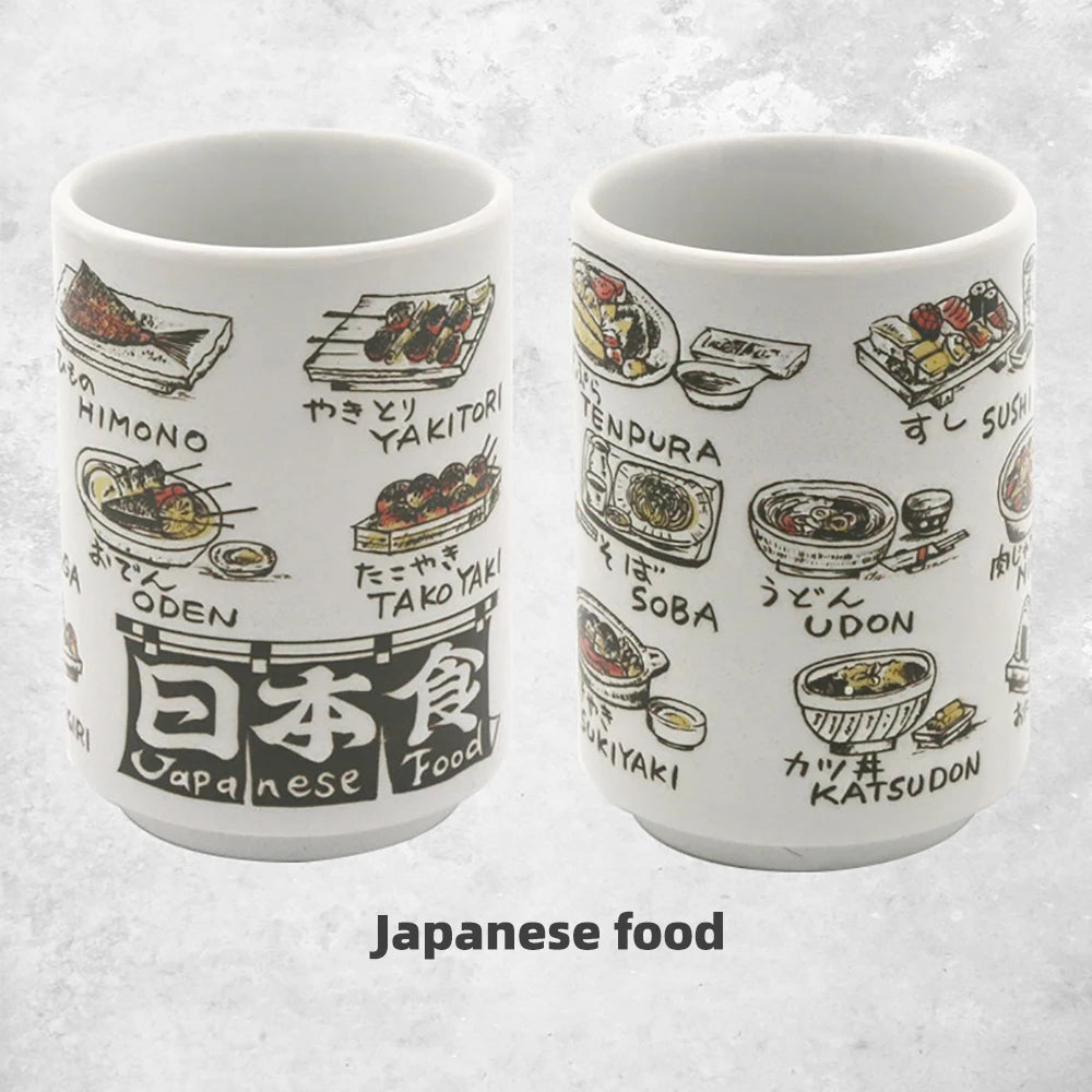 Japanese Impression Ceramic Mugs 300ml Tea Wine Sushi Sake Cup Funny Family Restaurant Decoration Travel Gift for Friends