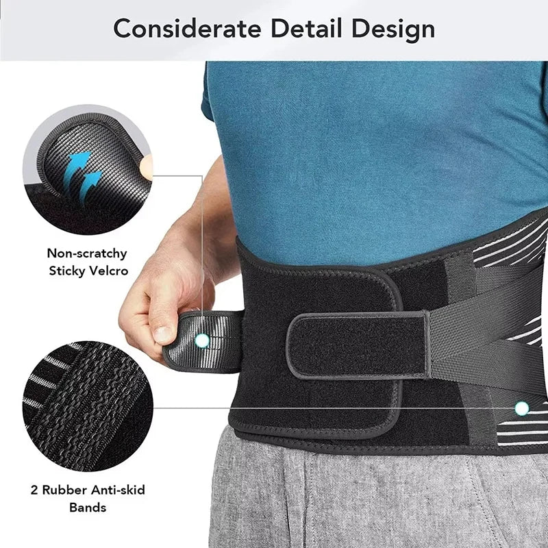 KIMLUD, Men Women Lower Back Brace with 6 Stays Anti-skid Orthopedic Lumbar Support Breathable Waist Support Belt for Gym Pain Relief, KIMLUD Womens Clothes