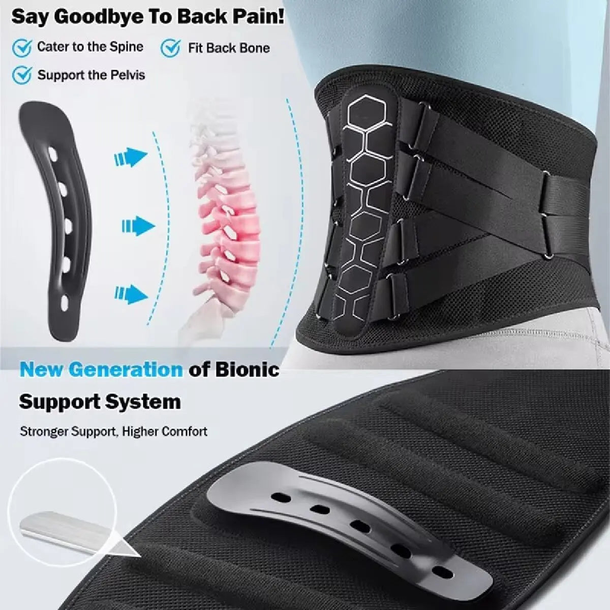 KIMLUD, Sports Belts Lower Back Brace Lumbar Support Belts Ergonomic Design Suitable for Herniated Discs Sciatica for Men&Women, KIMLUD Womens Clothes