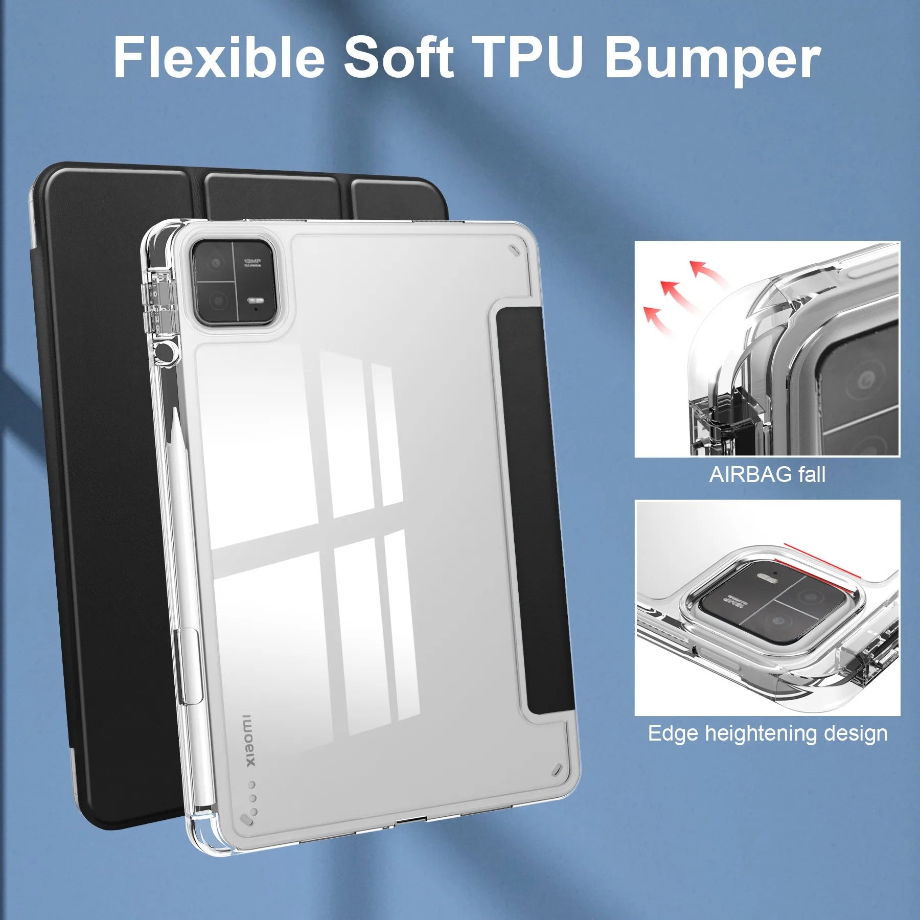 Case for Xiaomi Mi Pad 5 Pro 11 MiPad 6 Pro 11 7 PRO 11.2 HD Transparent Case Redmi pad SE 11 PRO 12.1" with Awake / Sleep Cover