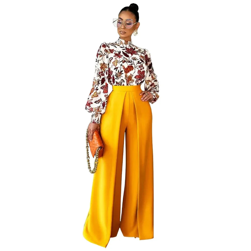 Autumn Winter Solid Color Casual Wide Leg Pants Women Asymmetric  Casual High Waisted Wide Leg Pants Floor Length for Women