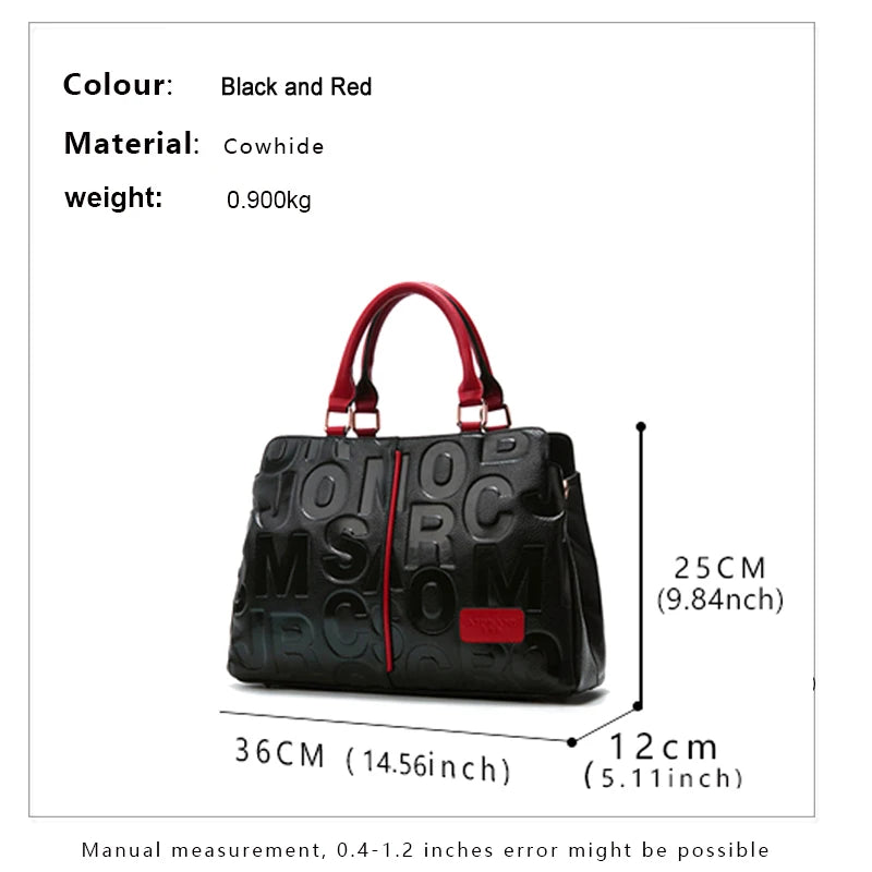 Aidrani  Fashionable women's large capacity handbag with letter design, made of 100% cowhide material,