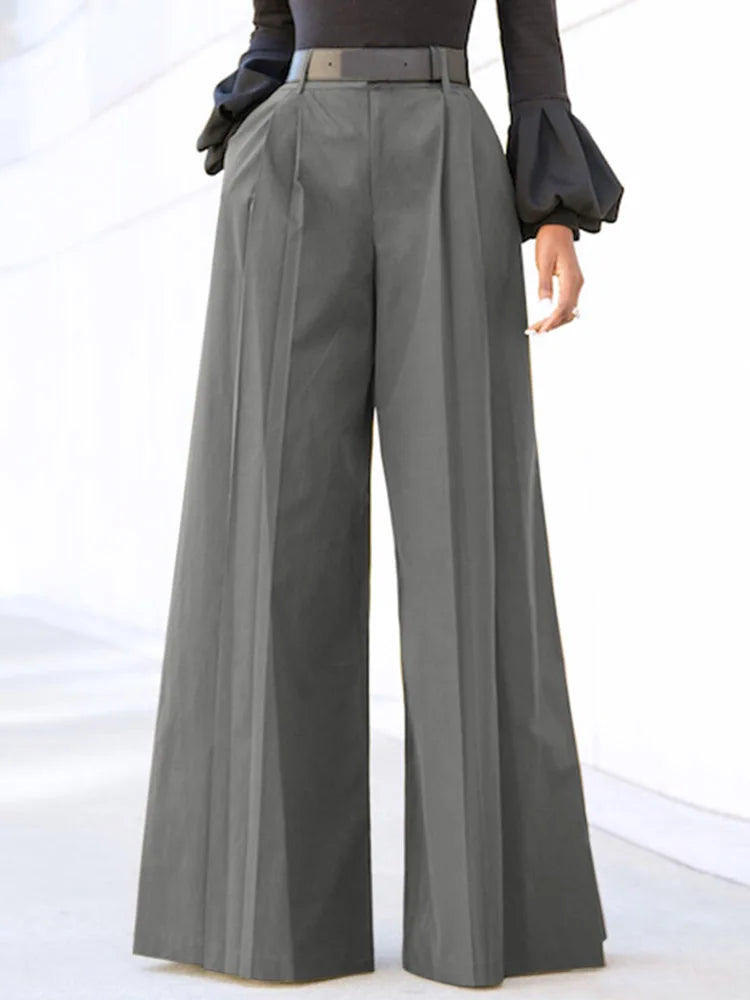 Plus Size 5XL VONDA Elegant Women Wide Leg Pants 2024 Casual Solid Color Long Trousers Loose Pockets Fashion High Waist Pantalon