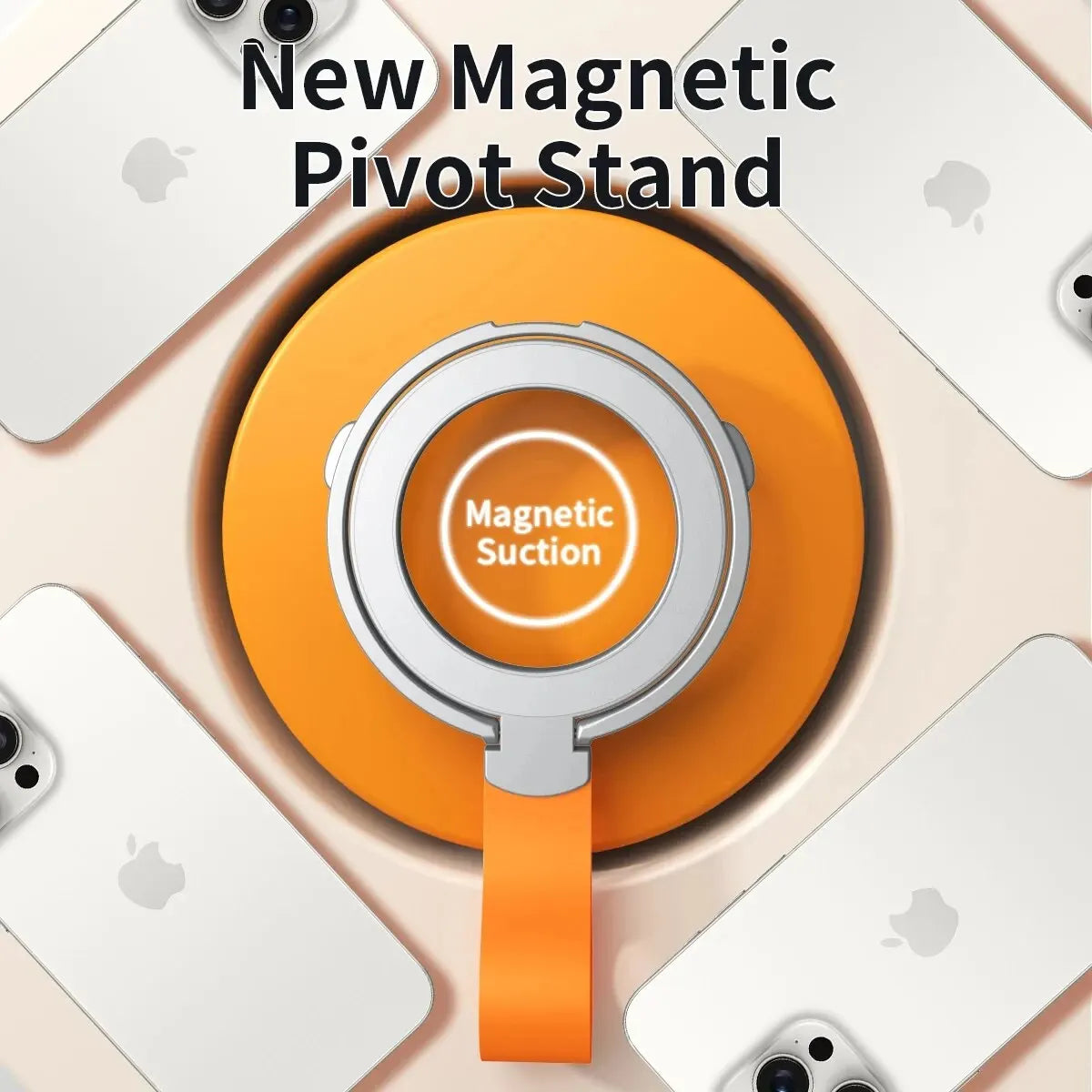 MagSafe Magnetic Ring Phone Holder with Silicone Cord Rotating Kickstand for Iphone15 14 13 12 Series Desktop AlloyBuckle Stand