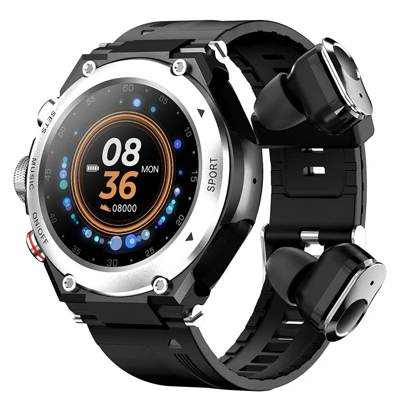 YYHC-2022 IP68 Smart watch with earbuds Temperature music high quality