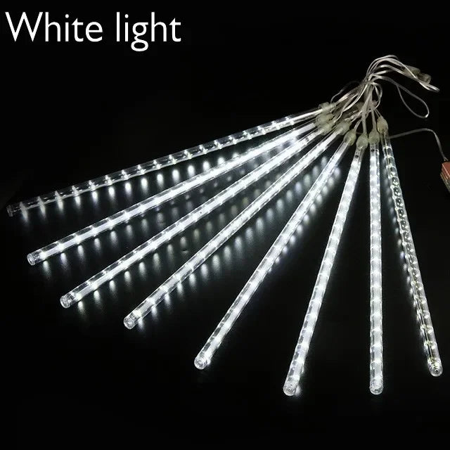 LED Meteor Shower Rain Lights Waterproof Falling Raindrop Fairy String Light for Christmas Holiday Party Patio Decor 50CM 30CM