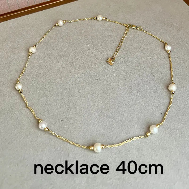 Multiple Elegant Natural Freshwater Pearl Necklaces For Women 40cm Length